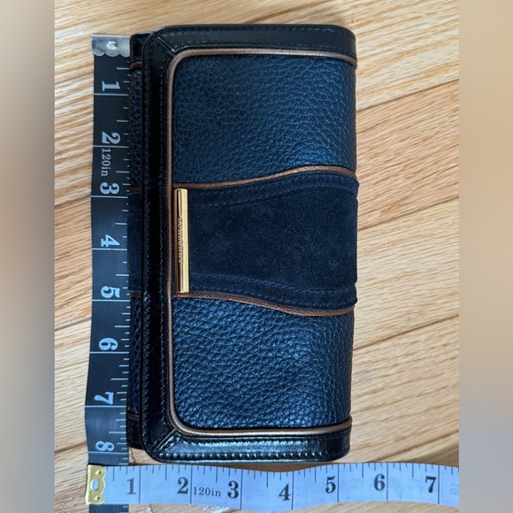 Burberry Prosum  bronze Metallic Navy Suade Leather Luxury Wallet Rare Vintage - Picture 3 of 16